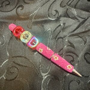 Vibrant Pink and Multicolor GOD Beaded Pen